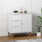 Cumpara ieftin Servantă &bdquo;MOLDE&rdquo; alb, 76,5x40x80 cm, lemn masiv de pin