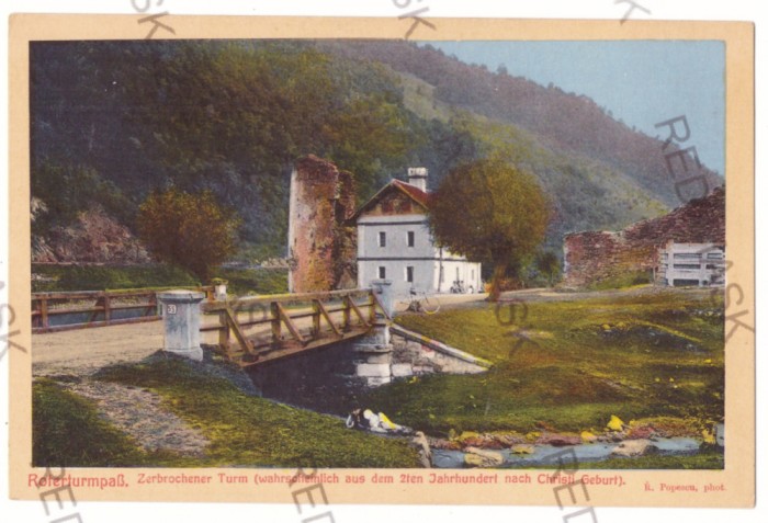 5320 - TURNU ROSU, Sibiu, border, bike, ethnic, bridge - old postcard - unused