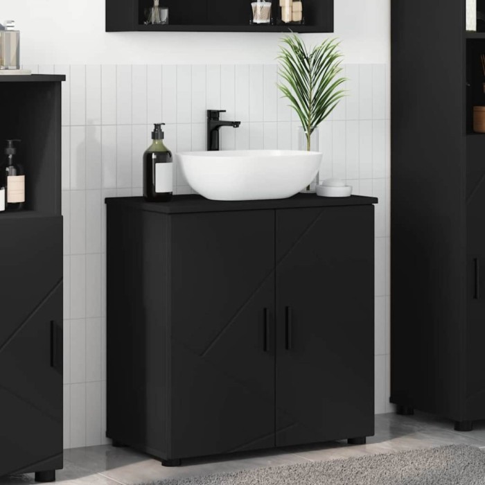 vidaXL Dulap de Baie cu raft Negru 61 x 35 x 64 cm Lemn compozit 883285