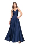 Rochie lunga dama, Angelika Jozefczyk, Satin, Bleumarin, 38 - OUTLET