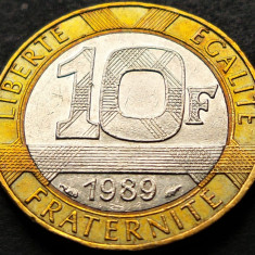 Moneda bimetal 10 FRANCI - FRANTA, anul 1989 * cod 256 B