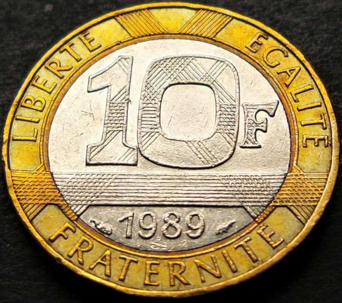 Moneda bimetal 10 FRANCI - FRANTA, anul 1989 * cod 256 B