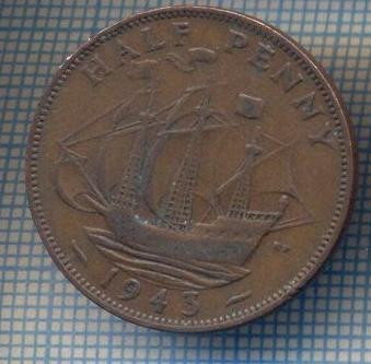 AX 1496 MONEDA- MAREA BRITANIE- 1/2 PENNY -ANUL 1943 -STAREA CARE SE VEDE foto