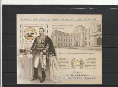 ROMANIA 2014 LP 2026 a 150 DE ANI DE LA INFIINTAREA CURTII DE CONTURI A ROMANIEI COLITA MNH NESTAMPILATA foto