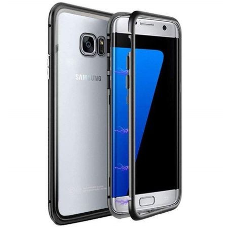 Husa metalica pentru Samsung Galaxy S7 Edge, Total Protect GloMax, spate din sticla securizata premium + folie de protectie ecran