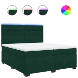 Cumpara ieftin Pat box spring cu saltea, verde inchis, 200x200 cm, catifea