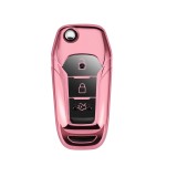 Husa Cheie Auto FORD TPU+PC ROZ cu butoane Negre Cheie Briceag (Ford Ranger, Ford Puma)