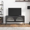 Gossi dulap tv, negru, 105x35x50 cm, sticla si otel