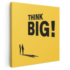 Tablou mesaj motivational despre gandire, galben 1461 Tablou canvas pe panza CU RAMA 30x30 cm