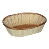 Coș Bucătărie Decorativ Oval, Culoare Naturală și Maro, Dimensiuni 27x20x8cm, Material PP