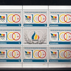 ROMANIA 2014 - 100 ANI DE OLIMPISM IN ROMANIA, MINICOALA 2, MNH - LP 2039