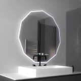 Oglinda LED Poligon, 70cm, Judith Senzor MotionGlow Marcello, Sistem Dezaburire, Ceas &amp; Termometru, Dimabila 084 ModernLight Concept