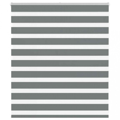 Jaluzea tip zebra gri &amp;icirc;nchis lățime țesătură 115,9 cm poliester foto