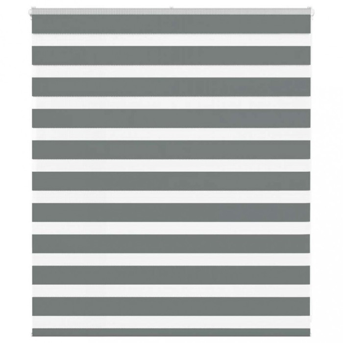 Jaluzea tip zebra gri &icirc;nchis lățime țesătură 115,9 cm poliester