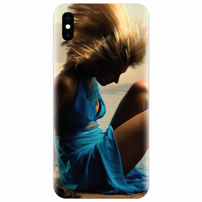 Husa silicon pentru Apple Iphone XS Max, Girl In Blue Dress
