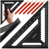 Echer de tamplarie Bigstren 30x30 cm din aluminiu, cu 5 creioane