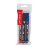 Marker permanent Stabilo Mark4all 653, varf tesit, 1&ndash;4 mm, 3 culori