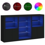 Cumpara ieftin Servanta cu lumini LED, negru, 181,5x37x100 cm