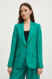 La Petite Fran&ccedil;aise blazer din amestec de in VOYANTE culoarea verde, un singur rand de nasturi, neted