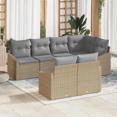 vidaXL Set de canapele pentru grădină 7 pcs Bej Rattan poli 3346760 foto