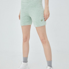 Reebok Classic pantaloni scurti H46811 femei, culoarea verde, cu imprimeu, high waist