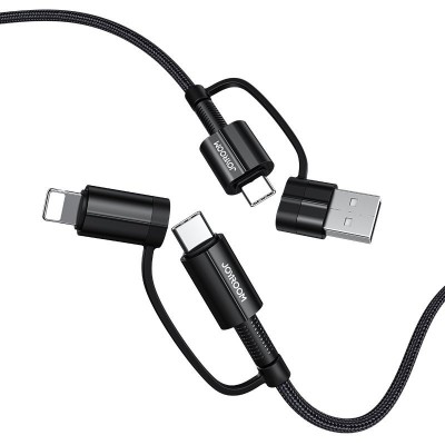 Cablu Date &amp;amp; Incarcare 3.1A 4in1 - Tip C / USB- USB Tip C / Lithtning (Negru) 1.8 Metri Joyroom S-1830G3 foto