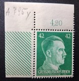 Gro&szlig;deutsches Reich-1944-Hitler (Michel 801 / 900) MNH Marcă de Colț St&acirc;nga-Sus cu Margini Duble, C&acirc;mp de Hatching Verzui și Număr de Coală 4,20 -Bn1