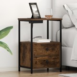 VidaXL Cabinet de noptiere cu stație de &icirc;ncărcare 2 pcs Stejar afumat
