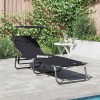 VidaXL Șezlong pliabil cu pernă Negru 56 x 190 x 81cm țesătură 42003129