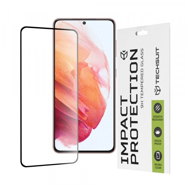 Folie de protectie Ecran Techsuit pentru Samsung Galaxy S21 5G G991, Sticla Securizata, Full Glue, 111D, Neagra