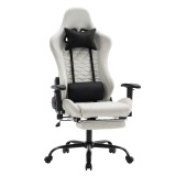 Cumpara ieftin Scaun birou, gaming textil alb negru plastic negru Papibas 66x67x129-139 cm