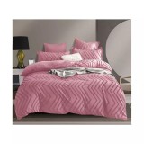 Cumpara ieftin Lenjerie de Pat Finet Jacquard Velvet Gofrat, Pat Dublu, 6 Piese, ROZ - PUC118