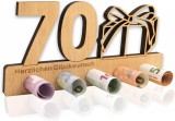 Decoratiune aniversara pentru 70 de ani Anyunkey, lemn, maro, 20 x 11 cm