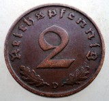 2.836 GERMANIA 2 REICHSPFENNIG 1938 D, Europa, Bronz