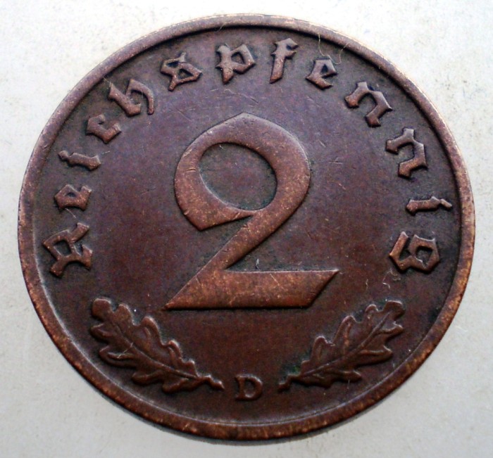 2.836 GERMANIA 2 REICHSPFENNIG 1938 D
