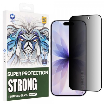 Folie de protectie Ecran Privacy Lito D+ Max Strong pentru Apple iPhone 17 / 16 Pro, Sticla Securizata, Full Glue foto