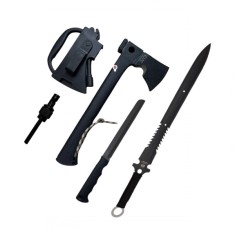 Set topor multifunctional si sabie de vanatoare, IdeallStore&amp;reg;, 35,5 cm , teaca inclusa foto