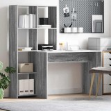 Birou cu raft sonoma gri 138.5 x 55 x 143 cm Lemn compozit