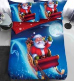 Cumpara ieftin Lenjerie Pat De Craciun O Persoana Winterhug Cr069, Bumbac, 4 Piese, Cu Elastic, Imprimeu