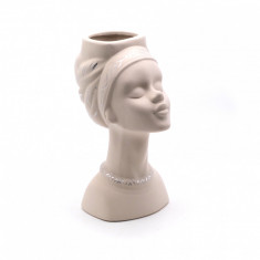 Vaza din ceramica, forma de cap de femeie, 30,5 cm foto