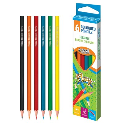 Set 6 creioane colorate, flexibile, forma hexagonala si ergonomic, diferite culori foto