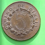 jeton de Cazinou Sinaia - Casino de Sinaia , valoare 5, in camp CS monogramat, valoarea intr-o coroana de stejar, rar