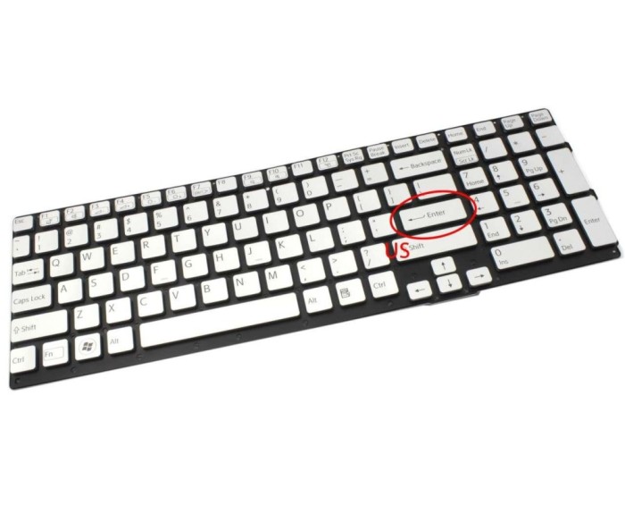 Tastatura Sony Argintie Vaio VPCSE iluminata layout US fara rama enter mic, Vaio VPCSE series iluminata layout
