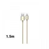 Cablu MicroUSB Devia Gracious Champagne Gold (1.5m, impletitura textila)