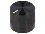 Buton rotativ negru cu indicator &Oslash;20mm, ax moletat 6mm