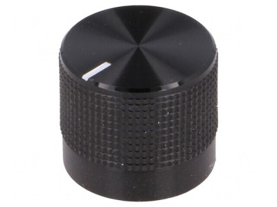 Buton rotativ negru cu indicator &amp;Oslash;20mm, ax moletat 6mm foto