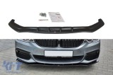 Spoiler Maxton Design versiunea 1 potrivit pentru bara de protectie frontala M Technik pe BMW Seria 5 G30, G31 dupa 2017, lac negru Performance AutoTu