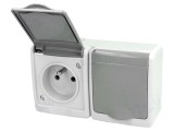 Conector alimentare AC 2P PE 250VAC 16A gri murale
