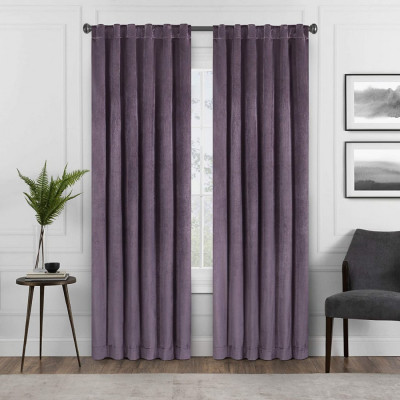 Set draperii din catifea cu rejansa transparenta cu ate pentru galerie, Madison, 250x220 cm, densitate 700 g/ml, Mauve, 2 buc foto