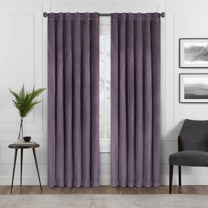 Draperie din catifea cu rejansa transparenta cu ate pentru galerie, Madison, 150x270 cm, densitate 700 g/ml, Mauve, 1 buc